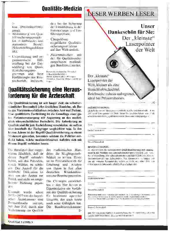 Vorschauseite 1: Qualitätssicherung, eine Herausforderung für die Ärzteschaft