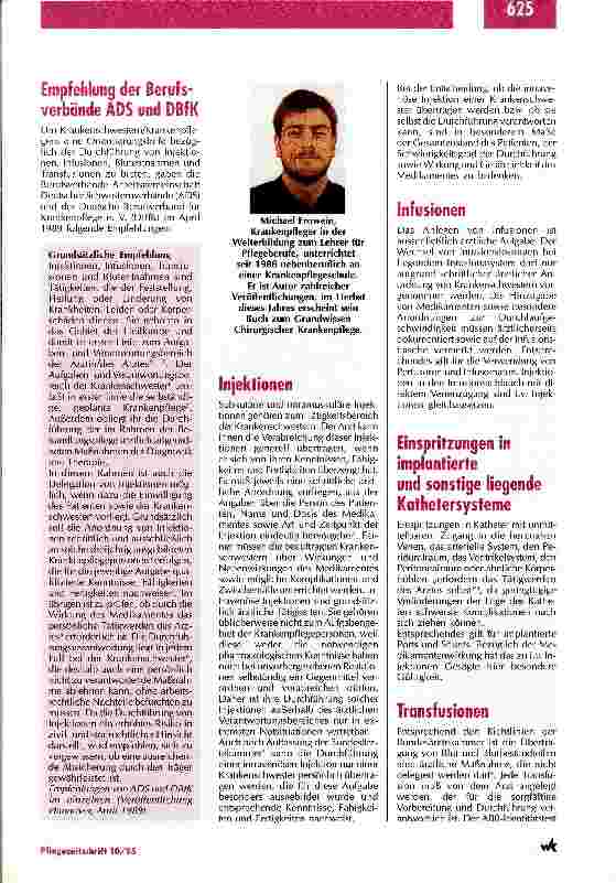 Vorschauseite 2: Unsicherheit über die Rechtslage bei der Durchführung von Injektionen Delegation ärztlicher Tätigkeiten an Pflegeberufe