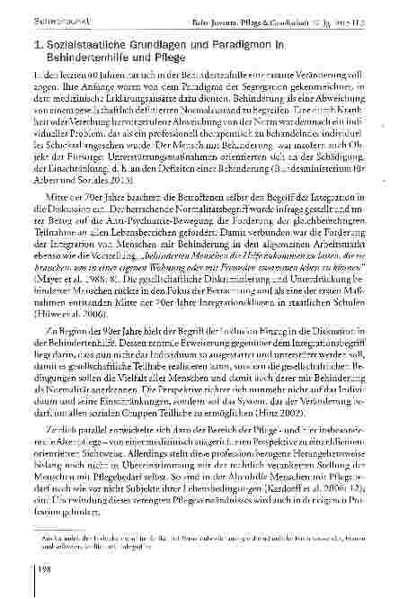 Vorschauseite 2: Implikationen der Behindertenpädagogik in die Pflegeforschung