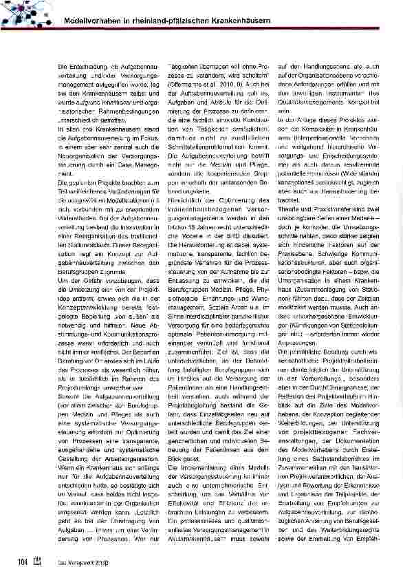 Vorschauseite 3: Modellvorhaben in rheinland-pfälzischen Krankenhäusern
