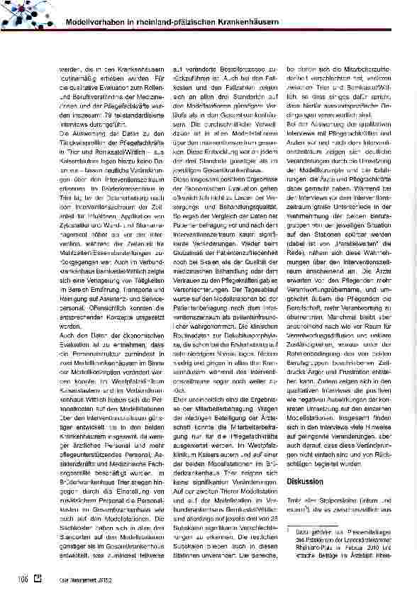Vorschauseite 5: Modellvorhaben in rheinland-pfälzischen Krankenhäusern