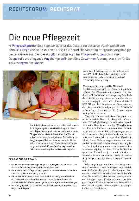 Vorschauseite 1: Die neue Pflegezeit