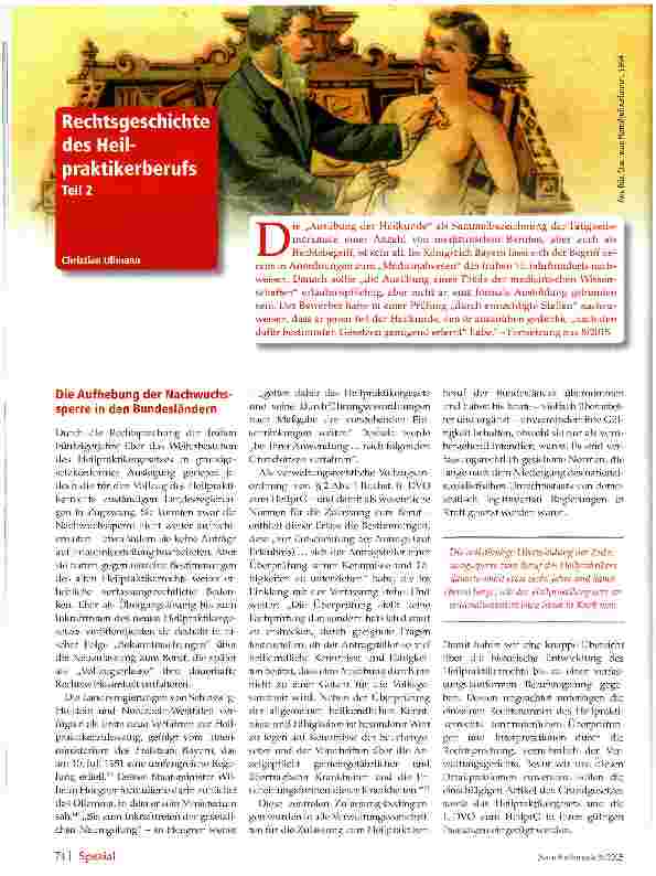 Vorschauseite 1: Rechtsgeschichte des Heilpraktikerberufs Teil2