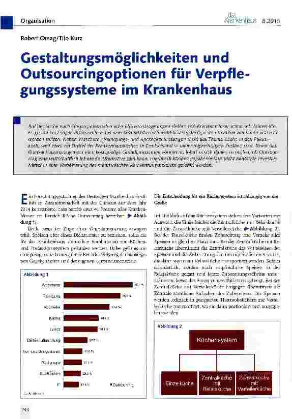 Vorschauseite 1: Gestaltungsmöglichkeiten und Outsourcingoptionen für Verpfle gungssysteme im Krankenhaus