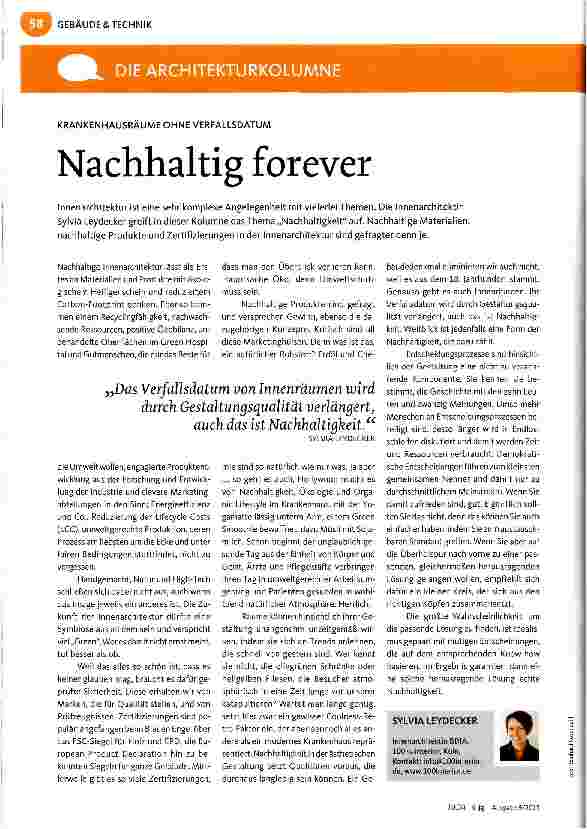 Vorschauseite 1: Nachhaltig forever