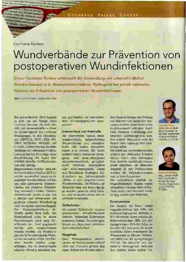 Vorschauseite 1: Wundverbände zur Prävention von postoperativen Wundinfektionen