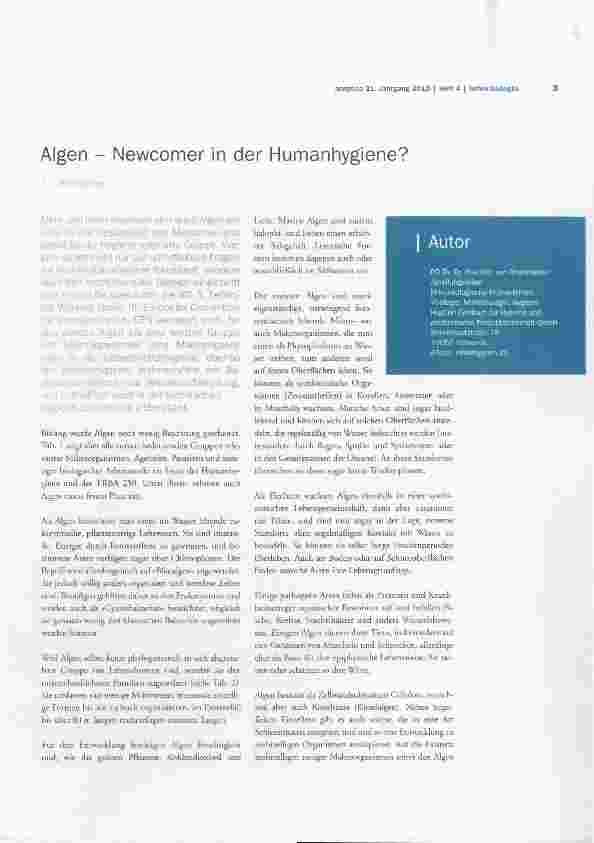 Vorschauseite 1: Algen Newconner in der Humanhygiene?
