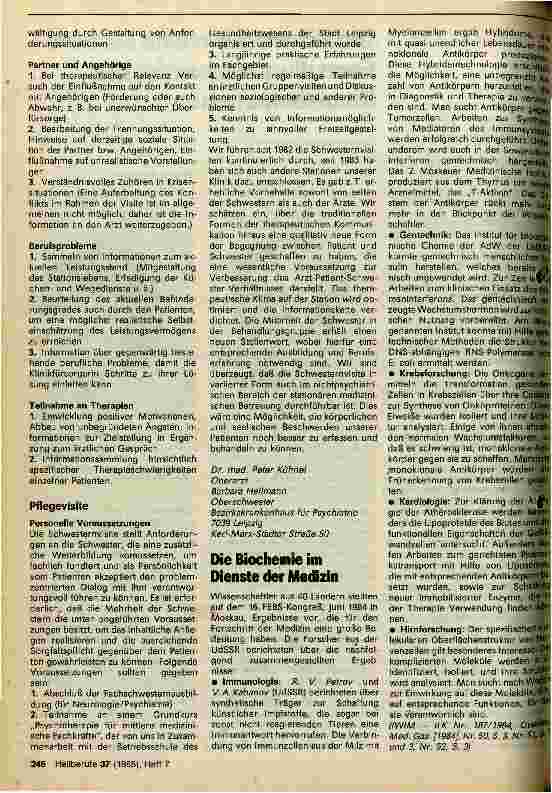 Vorschauseite 2: Die Schwesternvisite als neue Form der therapeutischen Kommunikation