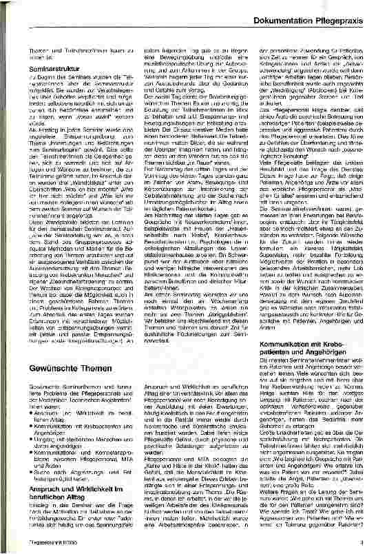 Vorschauseite 2: Betreuung krebskranker Menschen Ein Fortbildungsseminar zur Kompetenzund Gesundheitsförderung für Pflegepersonal und Medizinisch-Technische AssistentInnen