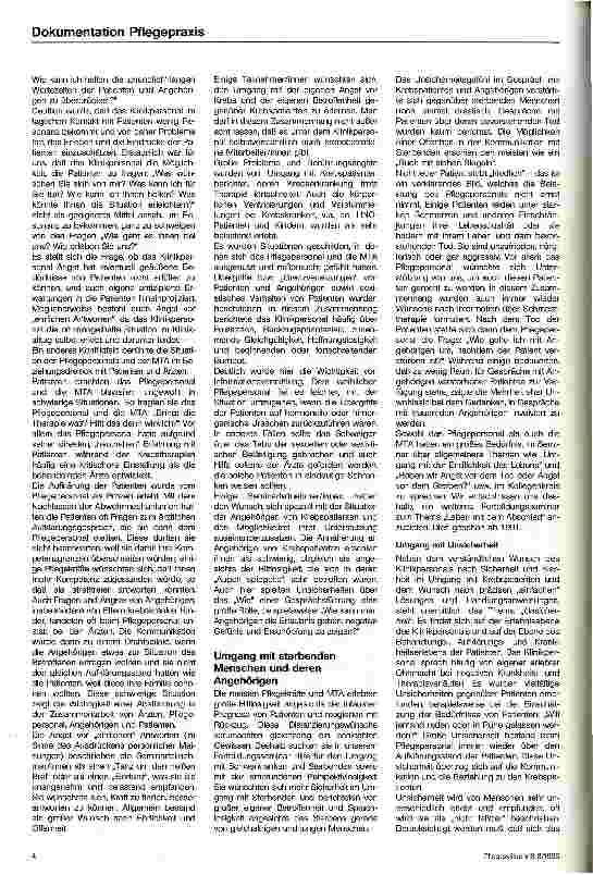 Vorschauseite 3: Betreuung krebskranker Menschen Ein Fortbildungsseminar zur Kompetenzund Gesundheitsförderung für Pflegepersonal und Medizinisch-Technische AssistentInnen