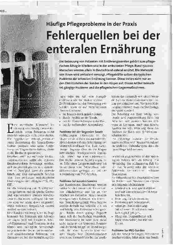 Vorschauseite 1: Fehlerquellen bei der enteralen Ernährung