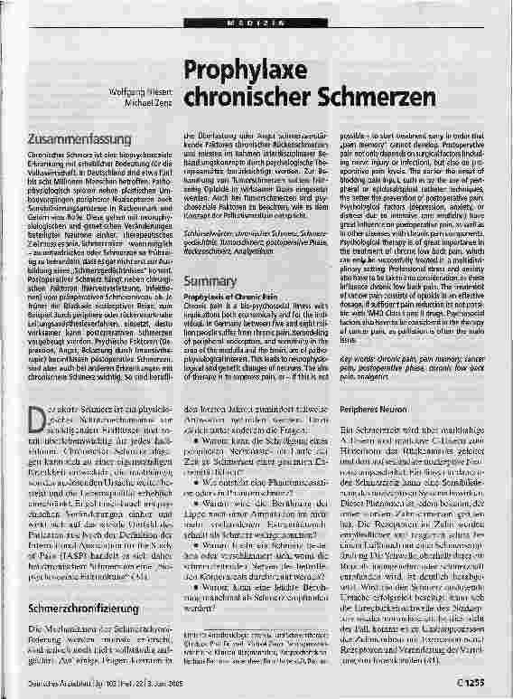 Vorschauseite 1: Prophylaxe chronischer Schmerzen