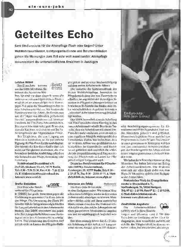 Vorschauseite 1: Geteiltes Echo. Ein-euro-jobs