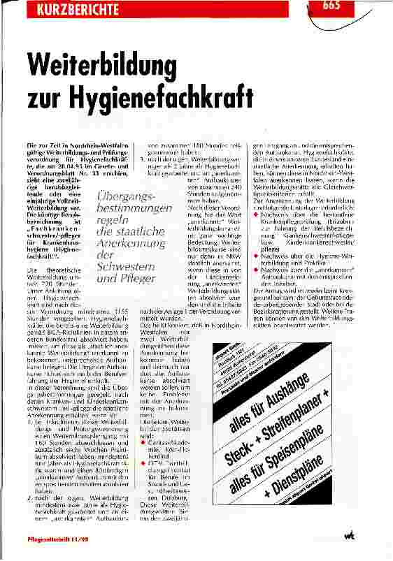 Vorschauseite 1: Weiterbildung zur Hygienefachkraft
