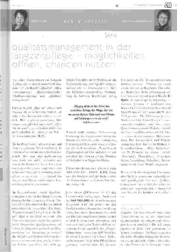 Vorschauseite 1: qualitätsmanagement in der lanszeitpflese - möglichkeiten öffnen, Chancen nutzen