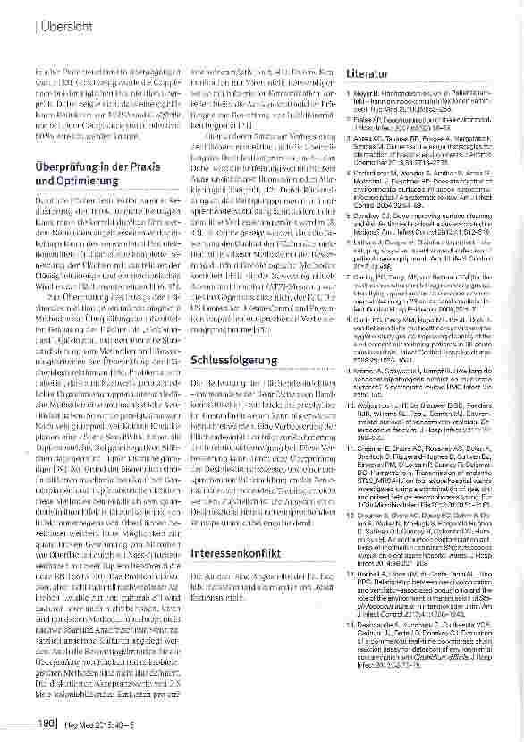 Vorschauseite 3: Der Beitrag der Flächendesinfektion zur Infektionsprophylaxe im Gesundheitswesen