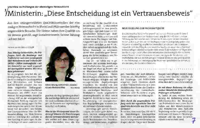 Vorschauseite 1: Ministerin: „Diese Entscheidung ist ein Vertrauensbeweis