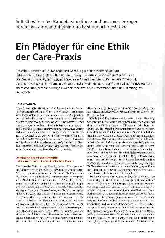 Vorschauseite 1: Ein Plädoyer für eine Ethik der Care-Praxis