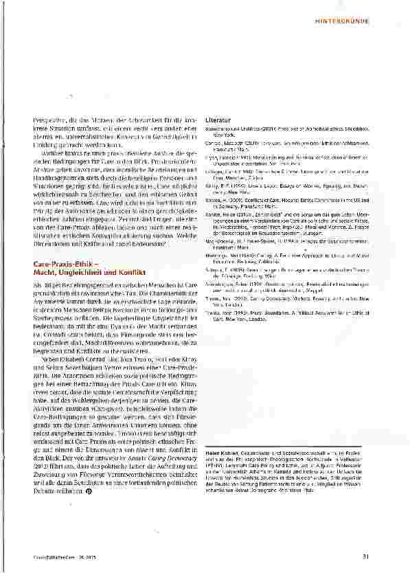 Vorschauseite 4: Ein Plädoyer für eine Ethik der Care-Praxis