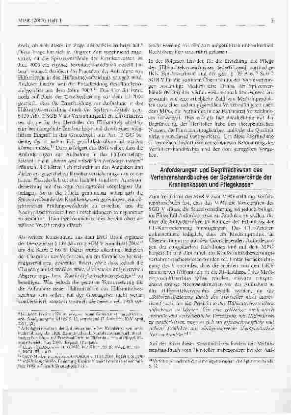 Vorschauseite 2: Zu den Voraussetzungen für die Aufnahme eines Medizinproduktes in das Hilfsmittelverzeichnis gem. § 139 SGB V