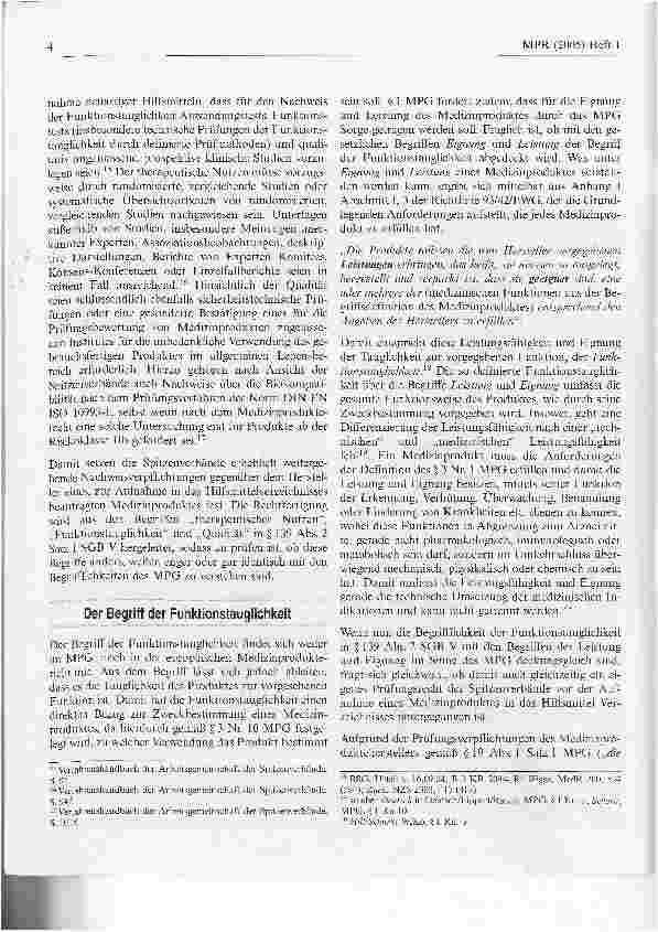 Vorschauseite 3: Zu den Voraussetzungen für die Aufnahme eines Medizinproduktes in das Hilfsmittelverzeichnis gem. § 139 SGB V