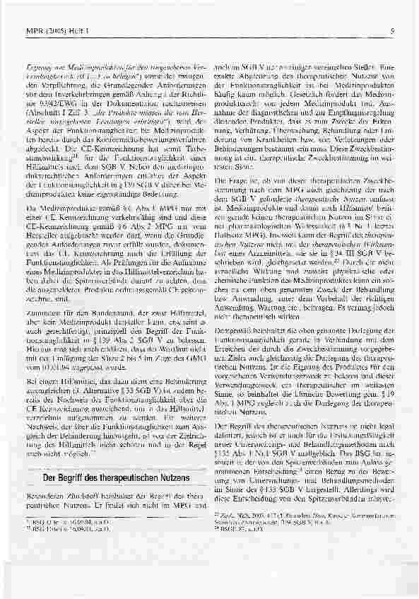 Vorschauseite 4: Zu den Voraussetzungen für die Aufnahme eines Medizinproduktes in das Hilfsmittelverzeichnis gem. § 139 SGB V