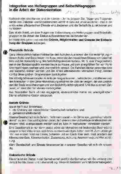 Vorschauseite 1: Integration von Helfergruppen und Selbsthilfegruppen in der Arbeit der Diakoniestationen