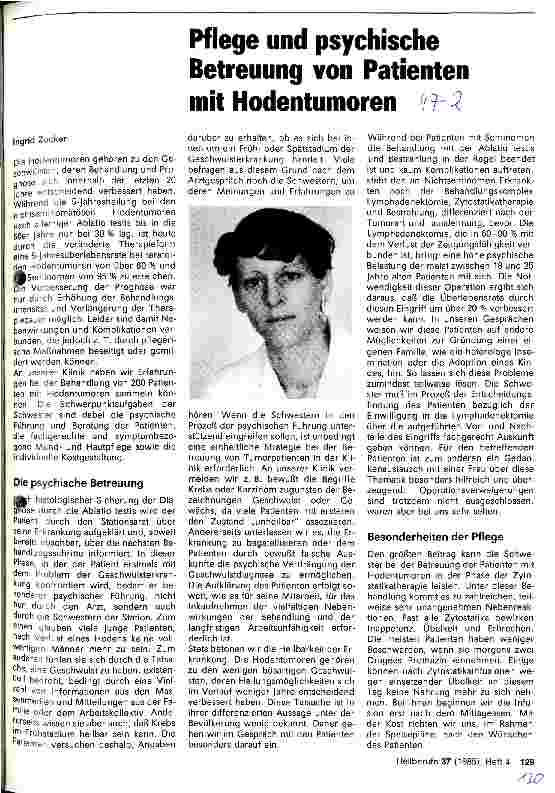 Vorschauseite 1: Pflege und psychische Betreuung von Patienten mit Hodentumoren