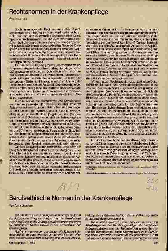 Vorschauseite 1: Rechtsnormen in der Krankenpflege