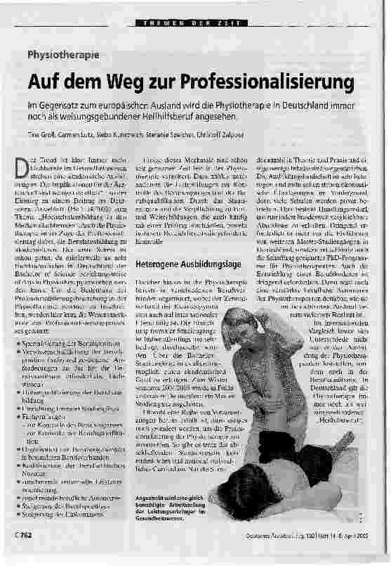 Vorschauseite 1: Auf dem Weg zur ProfessionalisierungPhysiotherapie