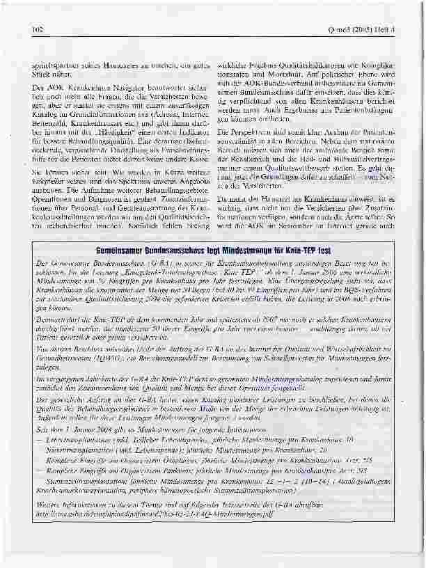 Vorschauseite 2: AOK Krankenhaus-Navigator als Qualitätsindikator