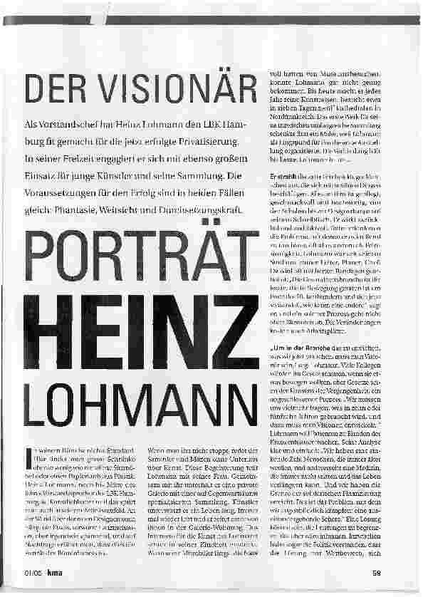 Vorschauseite 2: DER VISIONÄRPORTRÄT HEINZ LOHMANN