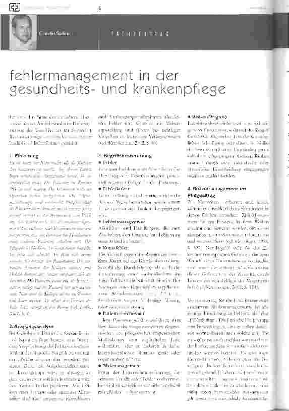 Vorschauseite 1: fehlermanagement in der gesundheitsund krankenpflege