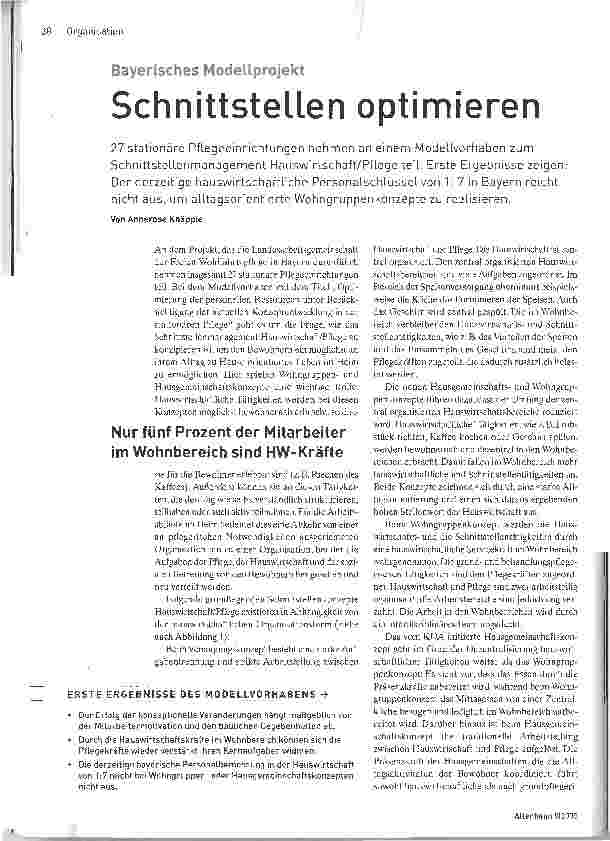 Vorschauseite 1: Bayerisches Modellprojekt. Schnittstellen optimieren