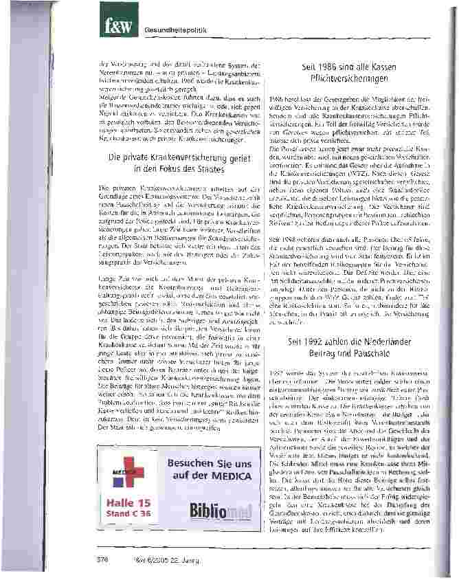 Vorschauseite 2: Die historische Entwicklung der Krankenversicherung in den Niederlanden bis 2005