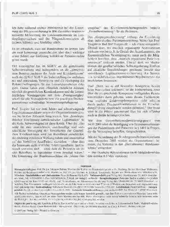 Vorschauseite 5: Wer vertritt die kollektiven Rechte und Interessen der Patienten?