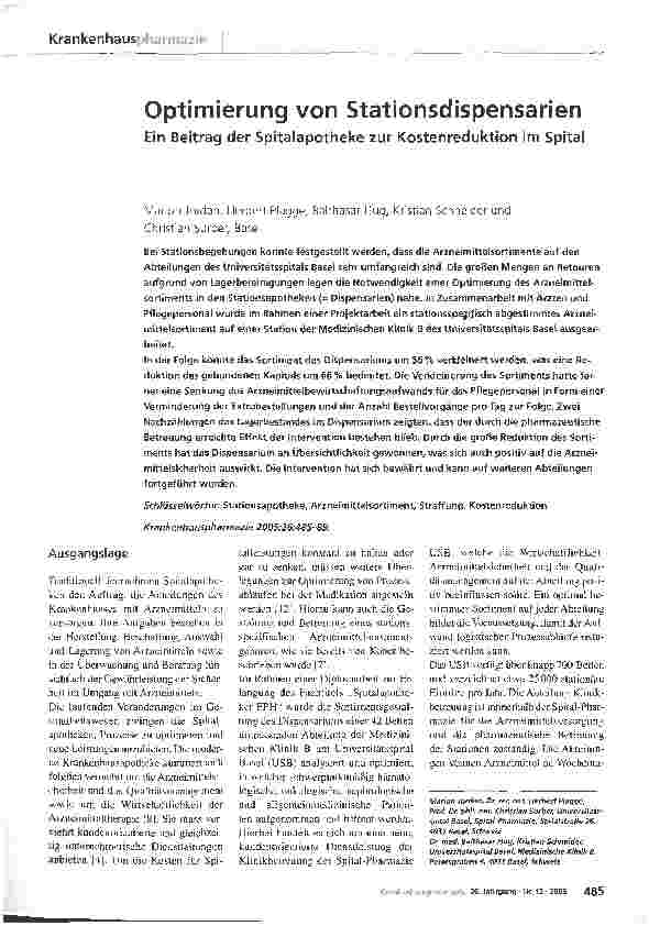 Vorschauseite 1: Optimierung von Stationsdispensarien
