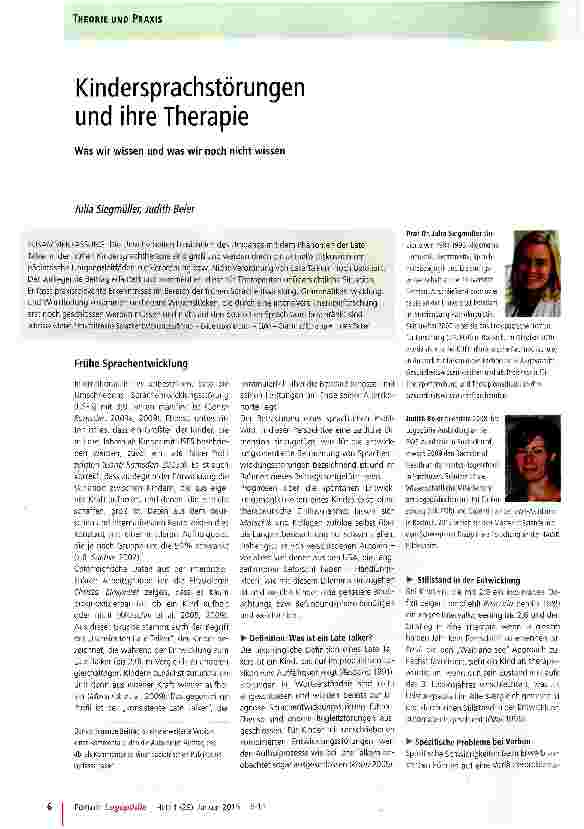 Vorschauseite 1: Kindersprachstörungen und ihre Therapie