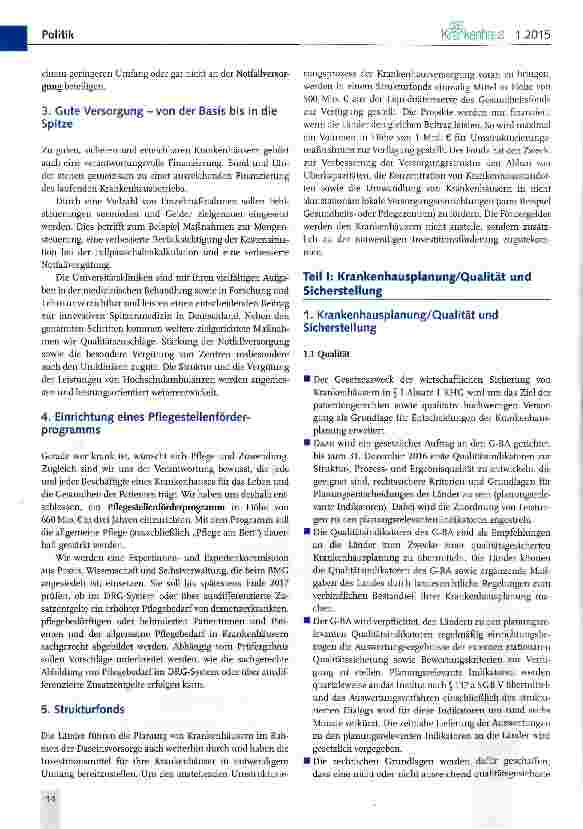 Vorschauseite 2: Dokumentation: Eckpunkte der Bund-Länder-Arbeitsgruppe zur geplanten Krankenhausreform