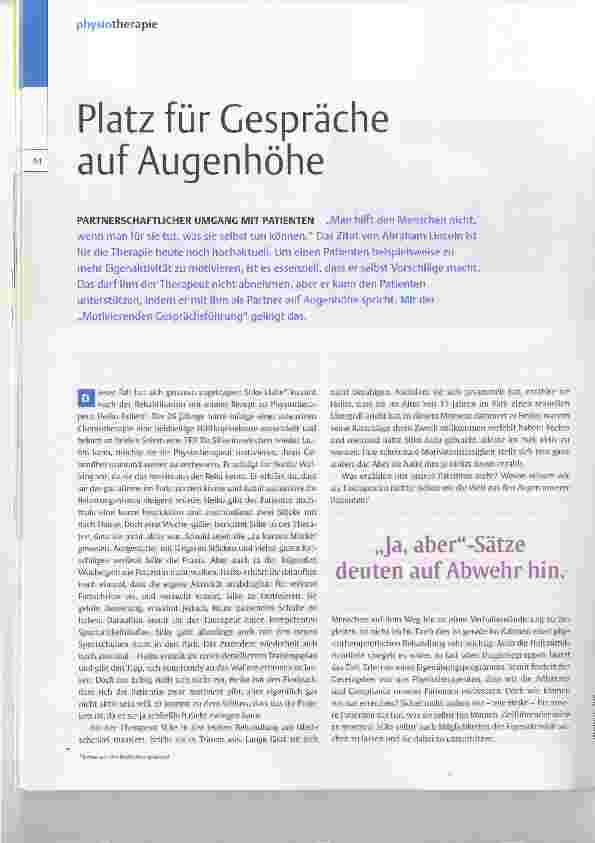 Vorschauseite 1: Platz für Gespräche auf Augenhöhe