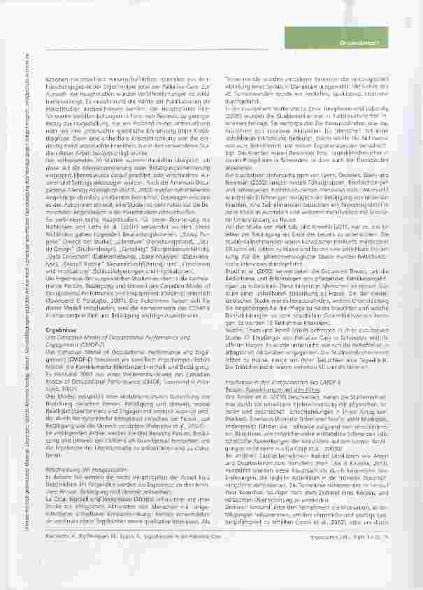 Vorschauseite 3: Ergotherapie in der Palliative Care Einfluss von unheilbaren Erkrankungen auf die Betätigung