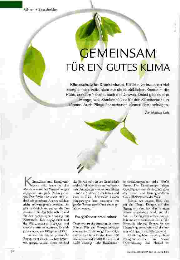 Vorschauseite 1: GEMEINSAM FÜR EIN GUTES KLIMA
