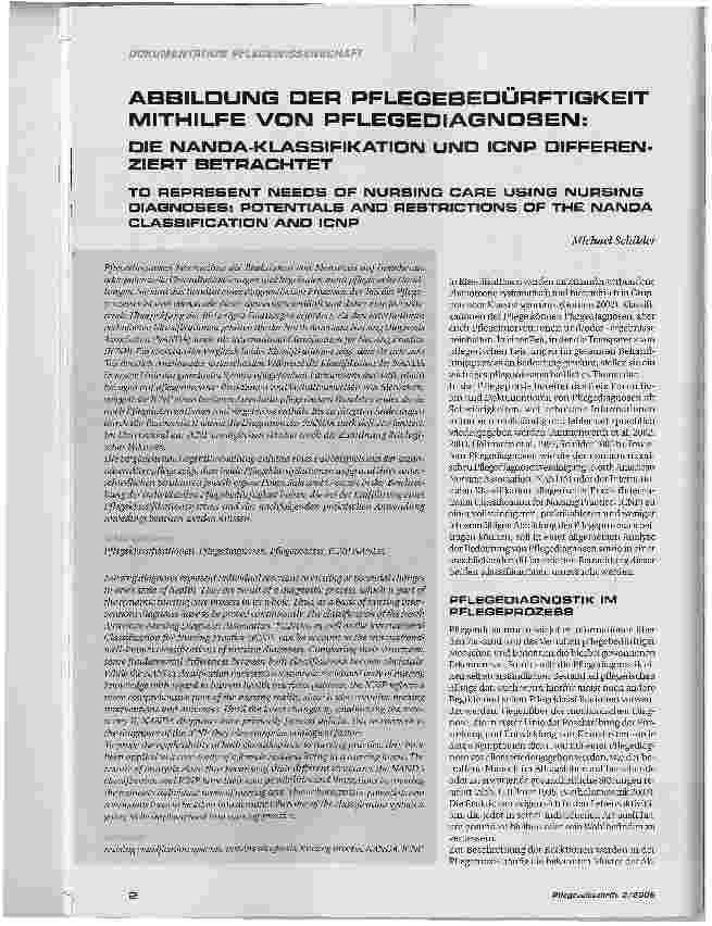 Vorschauseite 1: ABBILDUNG DER PFLEGEBEDÜRFTIGKEIT MITHILFE VON PFLEGEDIAGNOSEN: DIE NANDA-KLASSIFIKATION UND ICNP DIFFEREN-