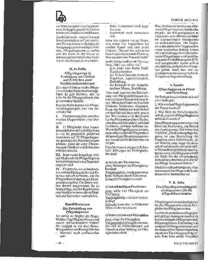 Vorschauseite 2: 1. Kongreß Pflegediagnosen am 19. Mai 1994 in Köln