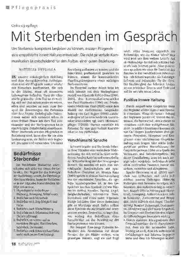 Vorschauseite 1: Mit Sterbenden im Gespräch