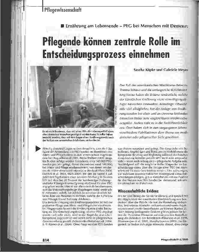 Vorschauseite 1: Pflegende können zentrale Rolle im Entscheidungsprozess einnehmen