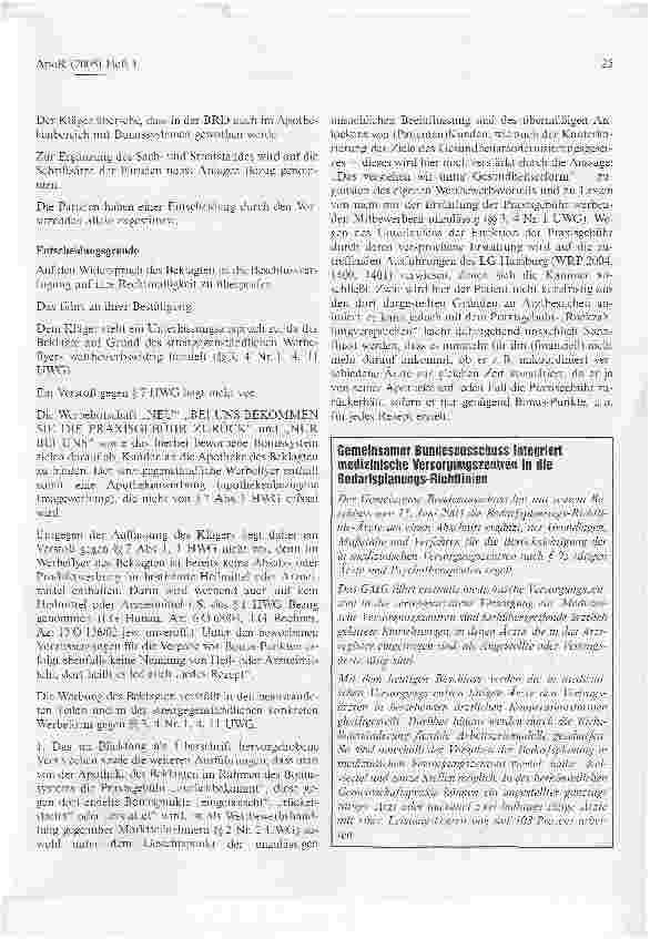 Vorschauseite 3: Apothekenbonussysteme sind unzulässigLandgericht Rostock, Urteil vom 17. November 2004 - 5 O 102/04