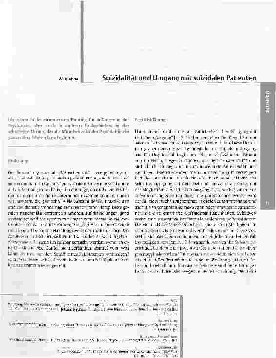 Vorschauseite 1: Suizidalität und Umgang mit suizidalen Patienten