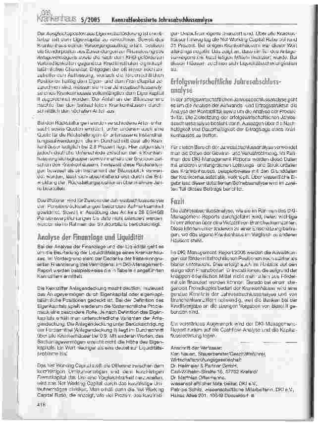 Vorschauseite 4: Kennzahlenbasierte Jahresabschlussanalyse im DKI-Management-Report (I)