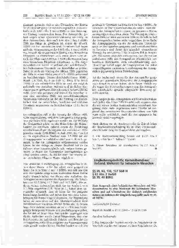 Vorschauseite 3: Besondere Pflegekraft; Hilfe zur Pflege; Kostenübernahme; Vorrang ambulanter Hilfe; Unzumutbarkeit stationärer Unterbringung §3a, §68 Abs. 1 Satzi, § 69 Abs. 1 Satz 2 BSHG